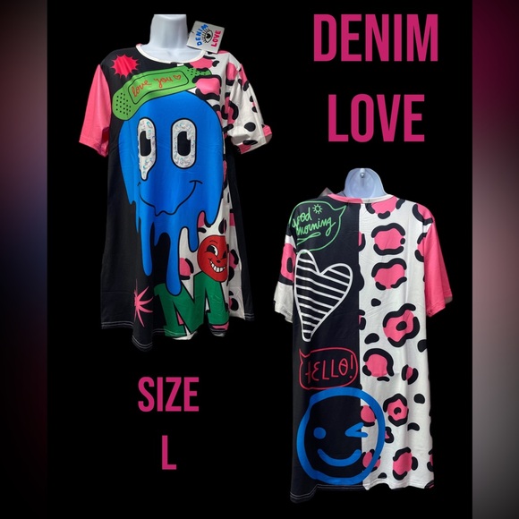 DENIM LOVE Funky Fun Dress Tunic Large 22”x32” NWT 0042 - Picture 3 of 8